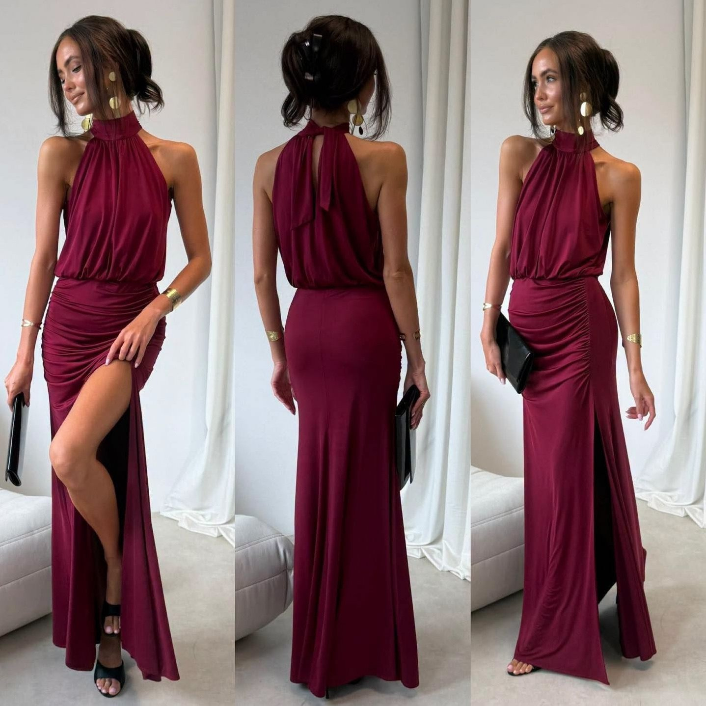 Maelis - sukienka maxi w kolorze bordowym