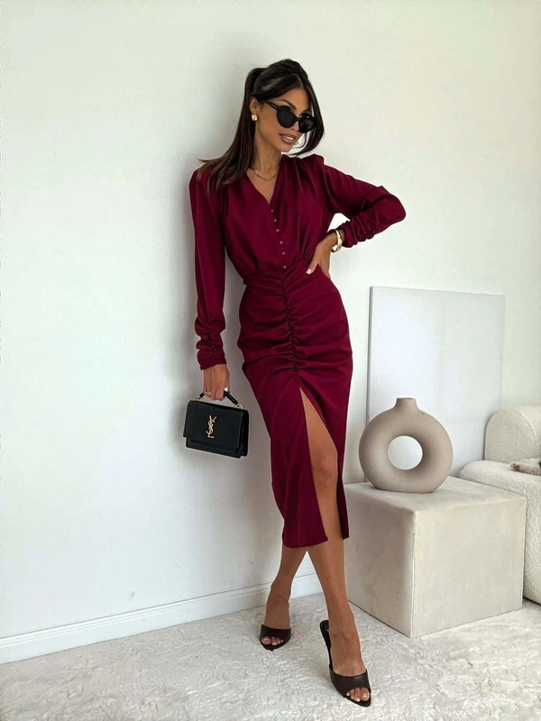 Elegancka midi SUKIENKA VENEZIA bordowa